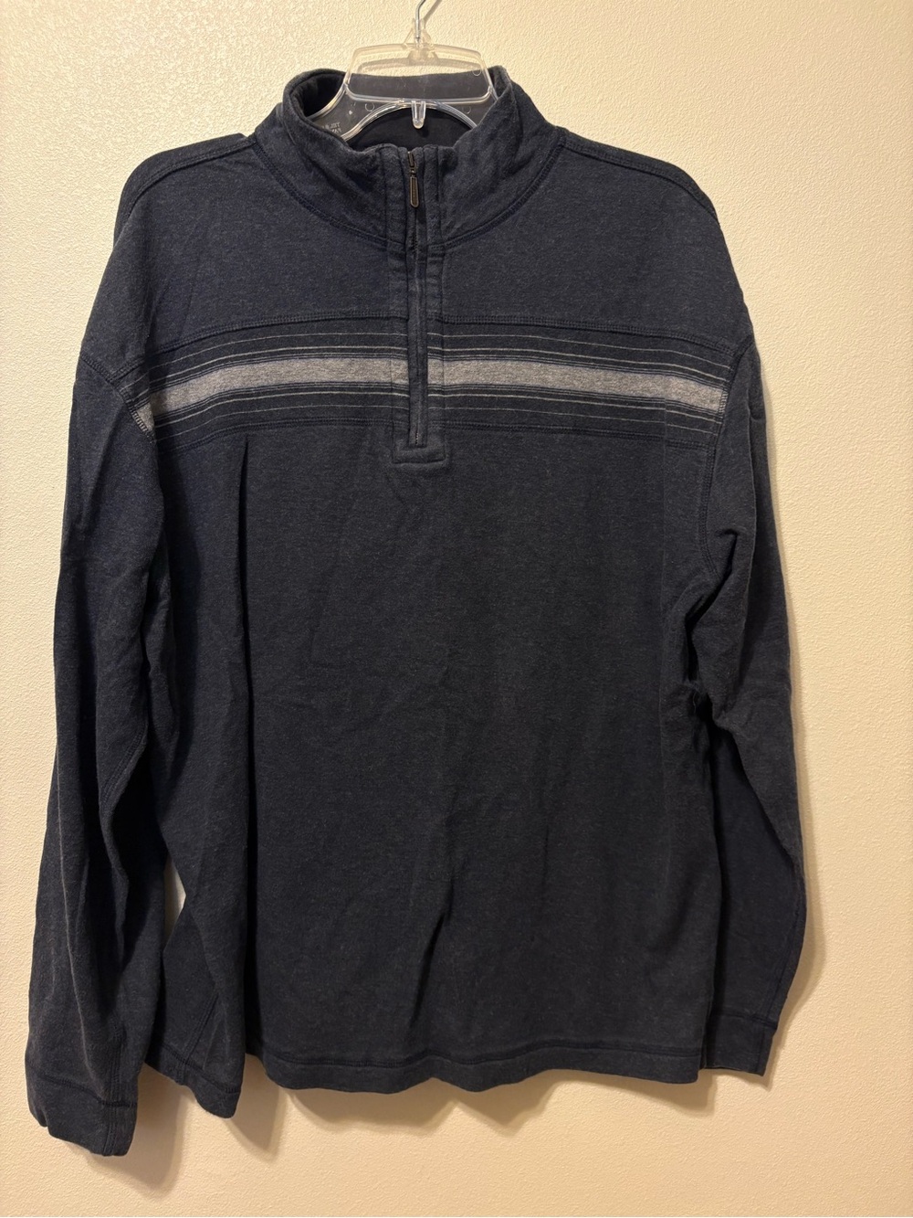 Pronto Uomo Navy Half-Zip Sweater with Gray Stripe